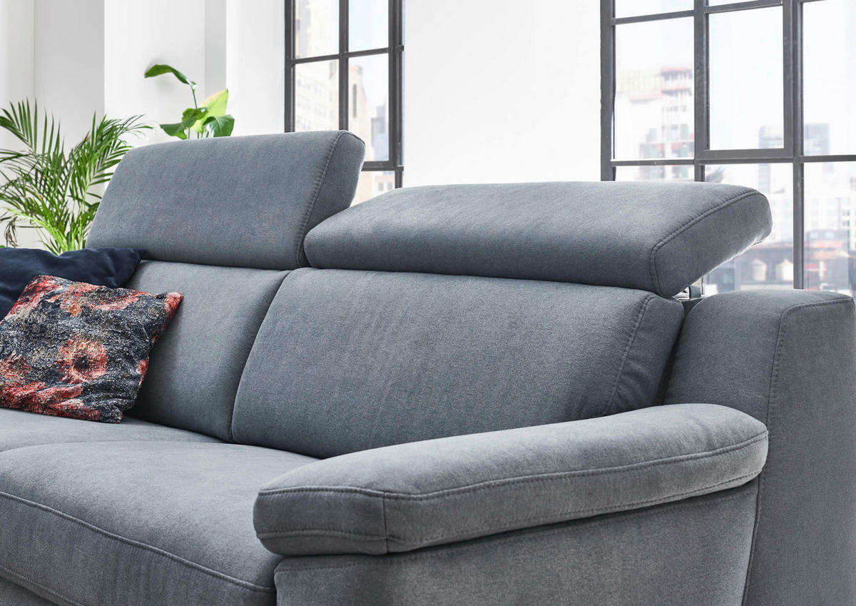 2,5-SITZER Chenille Pastellblau  - Pastellblau/Schwarz, Design, Textil/Metall (188/104/104cm) - Valdera