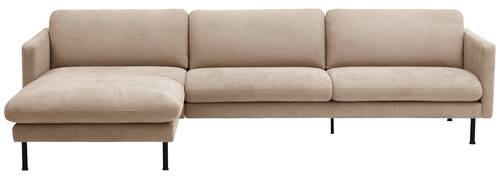 ECKSOFA Beige Flachgewebe  - Beige/Schwarz, MODERN, Textil/Metall (286/78/160cm) - Max Winzer