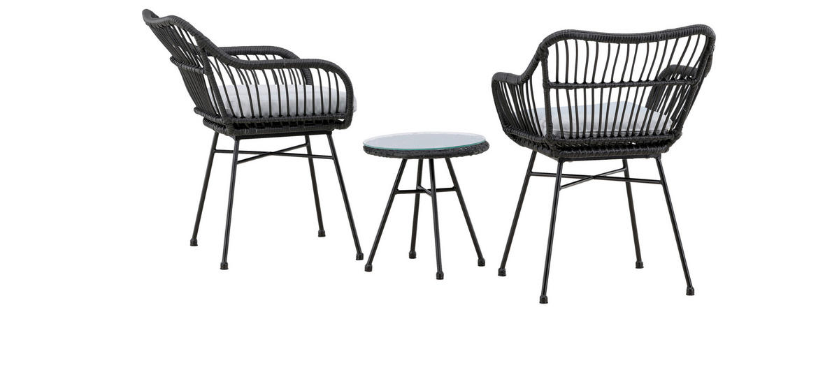 CAFÉSET metall, plast  - svart, Klassisk, metall/plast - Gardenson