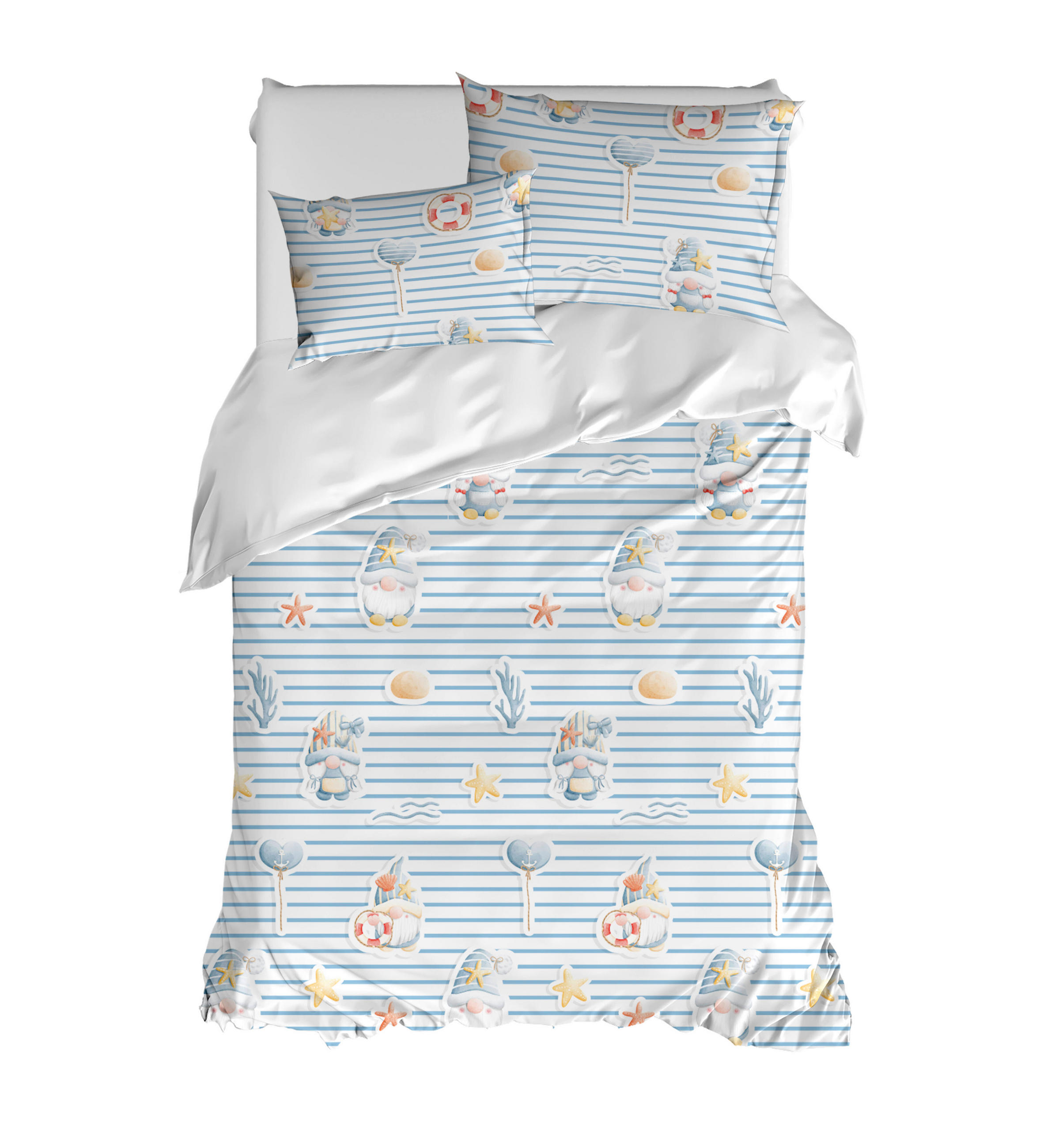 ÁGYNEMŰHUZAT-GARNITÚRA  - kék/fehér, Basics, textil (35/25/3cm)