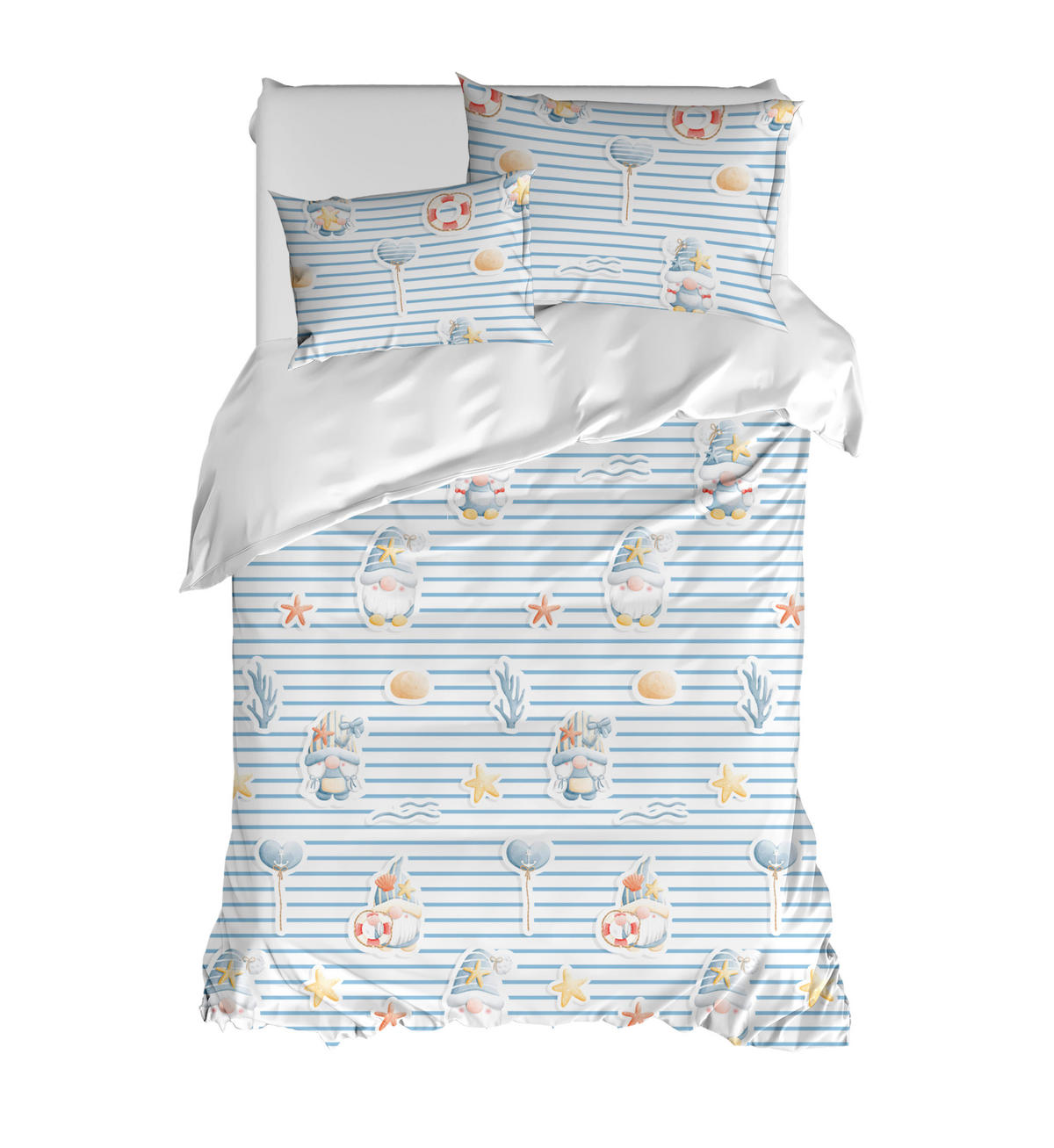 ÁGYNEMŰHUZAT-GARNITÚRA  - kék/fehér, Basics, textil (35/25/3cm)