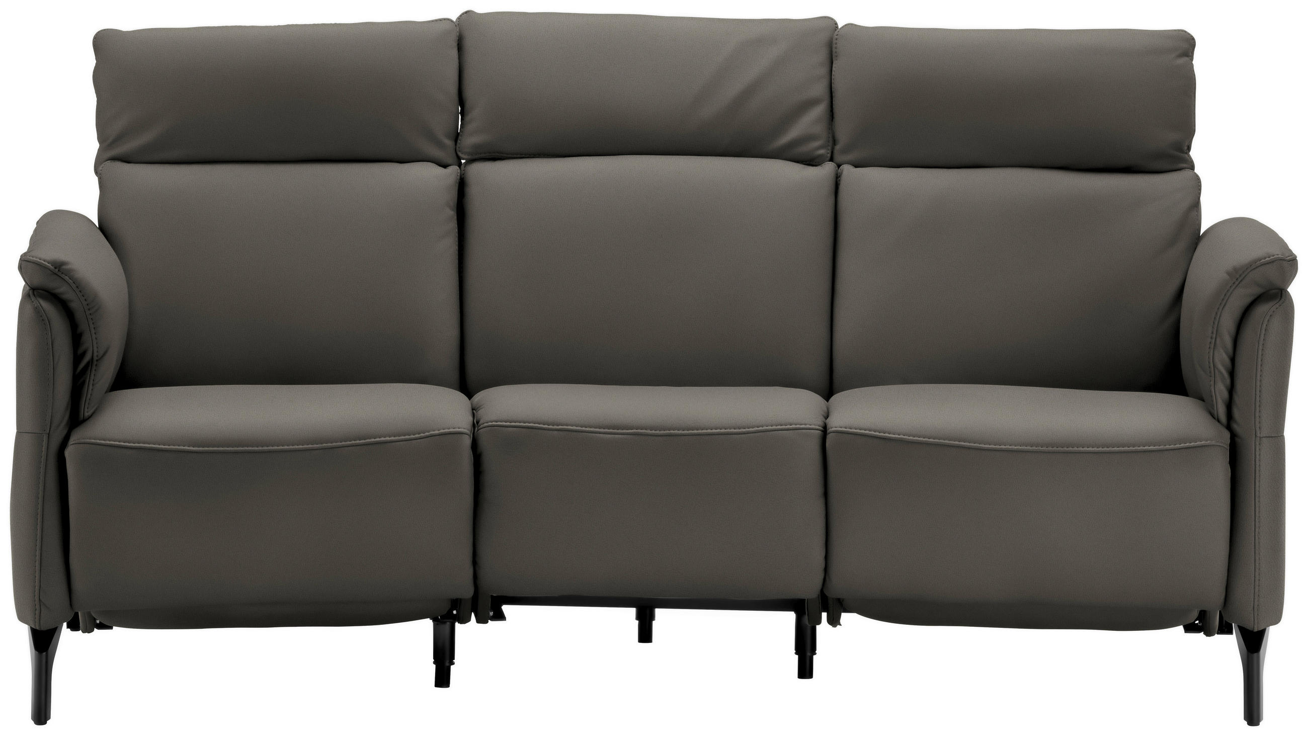 TRAPEZSOFA Echtleder Dunkelgrau  - Dunkelgrau/Schwarz, KONVENTIONELL, Leder/Metall (221/103/95cm) - Dieter Knoll