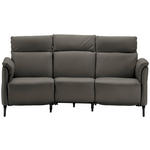 TRAPEZSOFA Echtleder Dunkelgrau  - Dunkelgrau/Schwarz, KONVENTIONELL, Leder/Metall (221/103/95cm) - Dieter Knoll