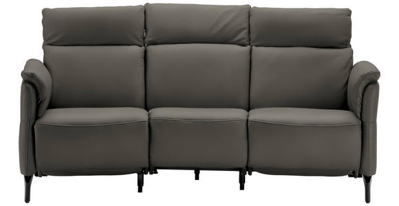 TRAPEZSOFA in Echtleder Dunkelgrau  - Dunkelgrau/Schwarz, KONVENTIONELL, Leder/Metall (221/103/95cm) - Dieter Knoll