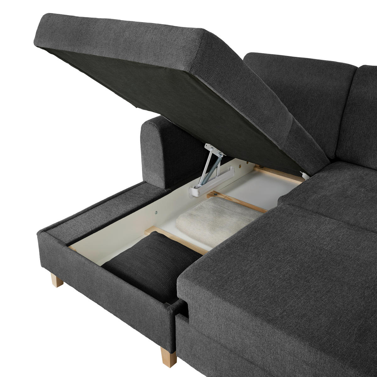 HÖRNSOFFA i flatväv antracit  - bokfärgad/antracit, Klassisk, trä/textil (166/241cm) - MID.YOU