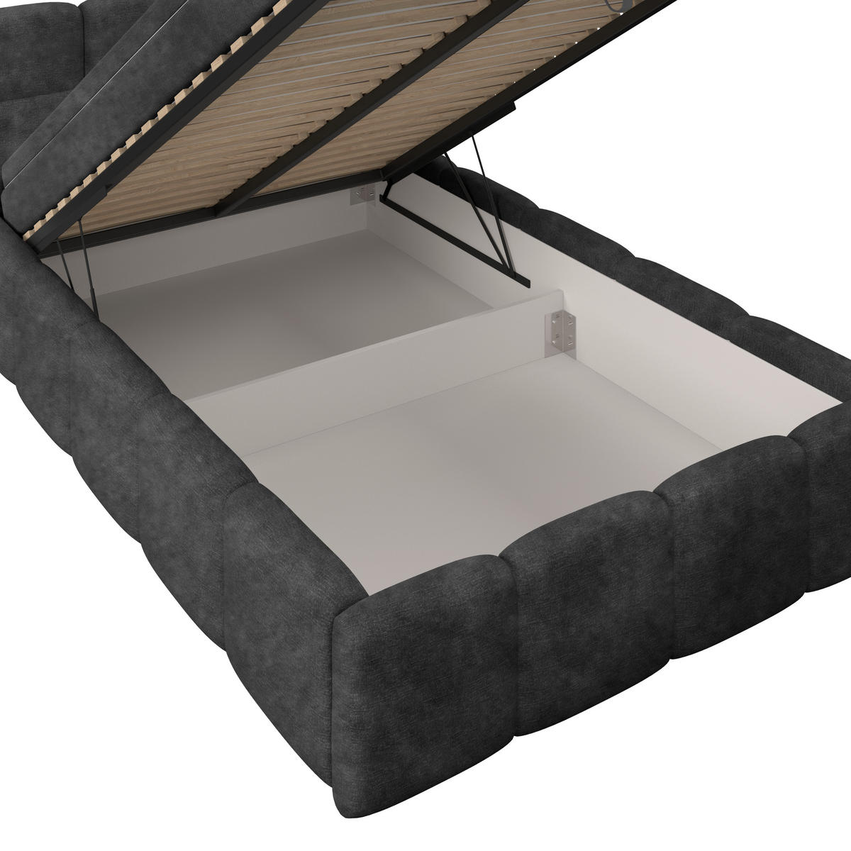 POLSTERBETT  in Schwarz, Matratze, Bettkasten, H3 = fest  - Schwarz, Trend, Kunststoff/Textil (140/200cm)