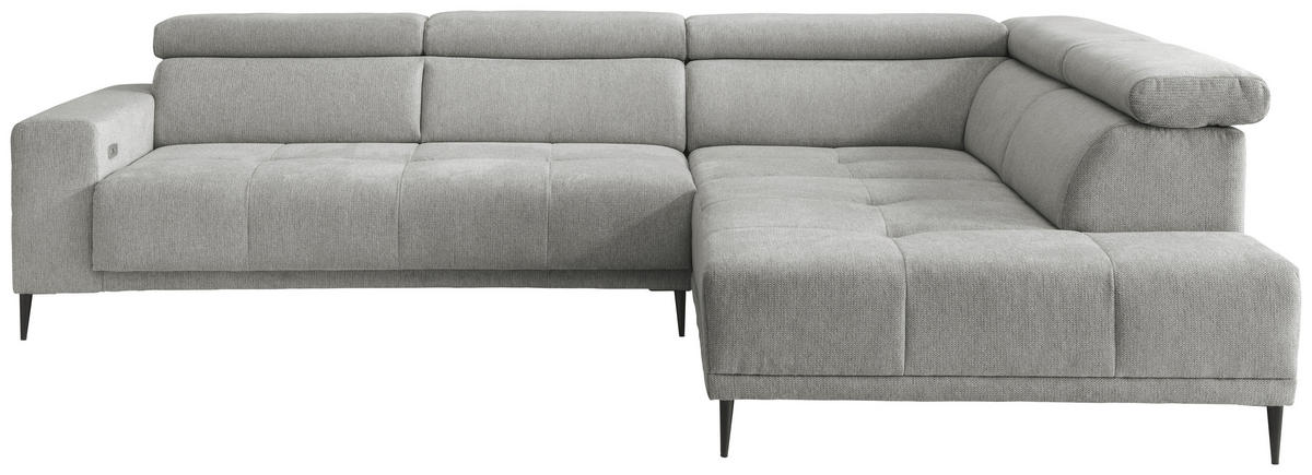 ECKSOFA INTERA in Struktur Grau  305/225 cm  - Schwarz/Grau, KONVENTIONELL, Textil/Metall (305/225cm) - Livetastic