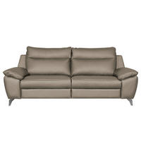 2,5-SITZER 216/95/96 cm PERLE in Echtleder Taupe   - Taupe/Chromfarben, Design, Leder/Metall (216/95/96cm) - Livetastic