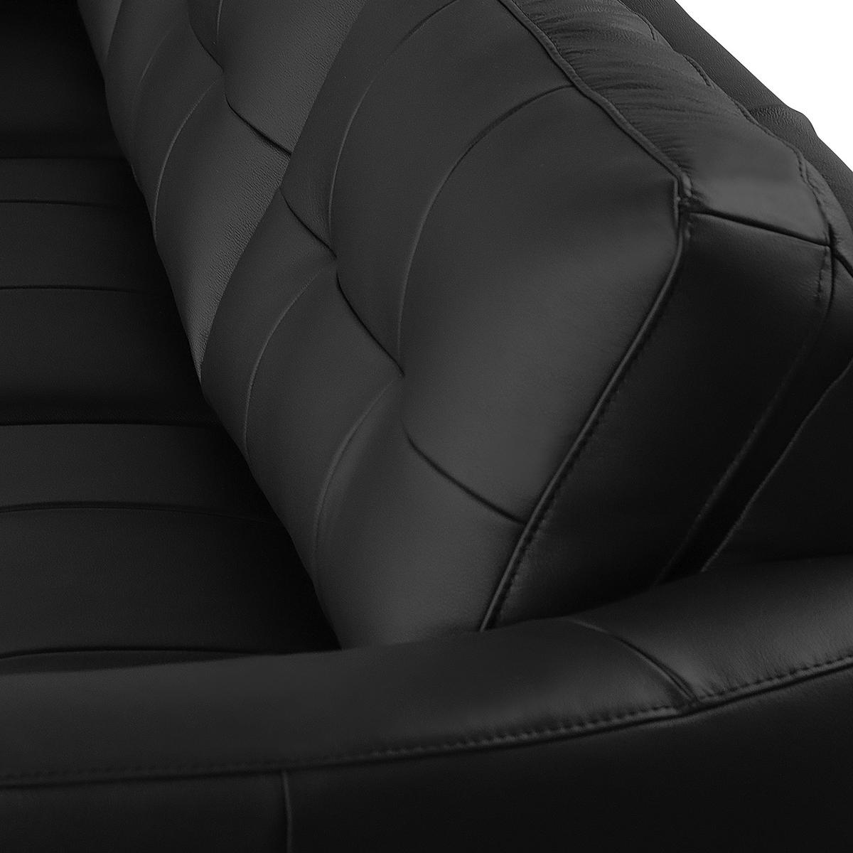 ECKSOFA Schwarz Echtleder Lederlook  - Buchefarben/Schwarz, Design, Leder/Holz (190/236cm) - Livetastic