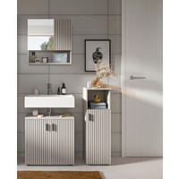 BADEZIMMER 3-teilig  in 90 cm  - Kaschmir/Schwarz, Trend, Glas/Holzwerkstoff (90cm) - MID.YOU