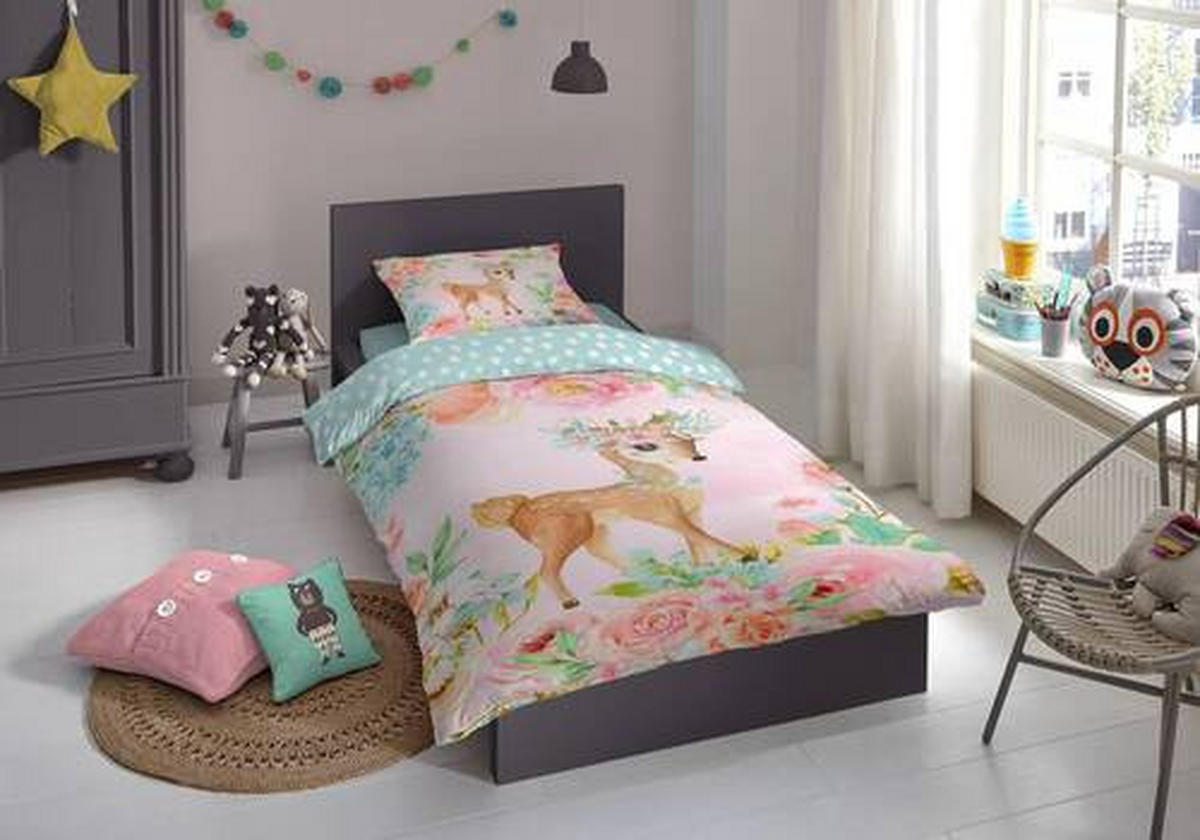 KINDERBETTWÄSCHE Renforcé 135/200 cm  - Rosa/Mintgrün, Textil (135/200cm) - MID.YOU