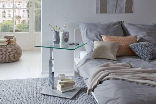 COUCHTISCH ESG 55/47/47-65 cm rechteckig Silberfarben  - Silberfarben, Design, Glas/Metall (55/47/47-65cm) - Venda