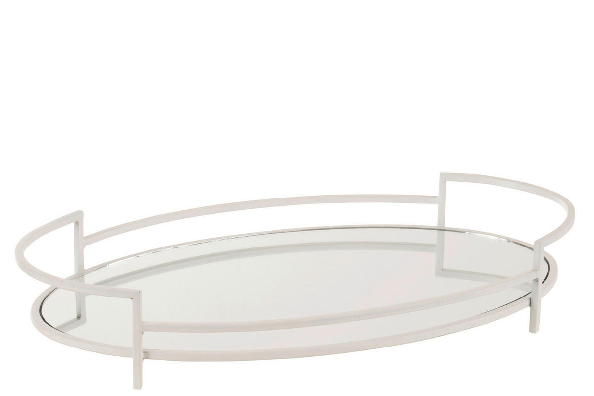 DEKOTABLETT   49,5/28,5/8,5 cm   - Weiss, Basics, Glas/Metall (49,5/28,5/8,5cm)