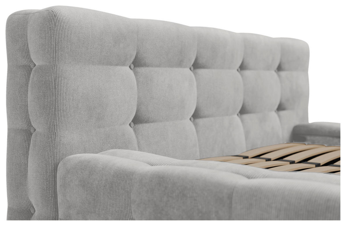 POLSTERBETT Lattenrost, Bettkasten 180/200 cm  in Hellgrau  - Hellgrau/Schwarz, Design, Holz/Textil (180/200cm) - Boxxx