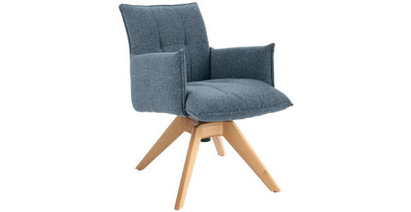 ARMLEHNSTUHL in Webstoff - Blau/Eichefarben, Design, Holz/Textil (57/86/65cm) - Valnatura