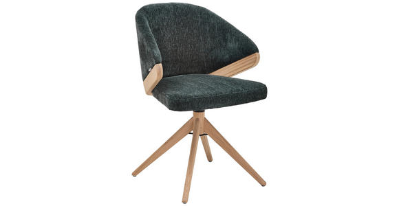 ARMLEHNSTUHL  Sitzfläche 360° drehbar Chenille  - Eiche Bianco/Grün, KONVENTIONELL, Holz/Textil (59/83/59cm) - Linea Natura