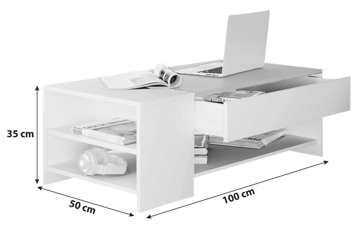 COUCHTISCH in Holzwerkstoff 100/50/35 cm  - Weiß/Grau, Basics, Holzwerkstoff (100/50/35cm) - MID.YOU