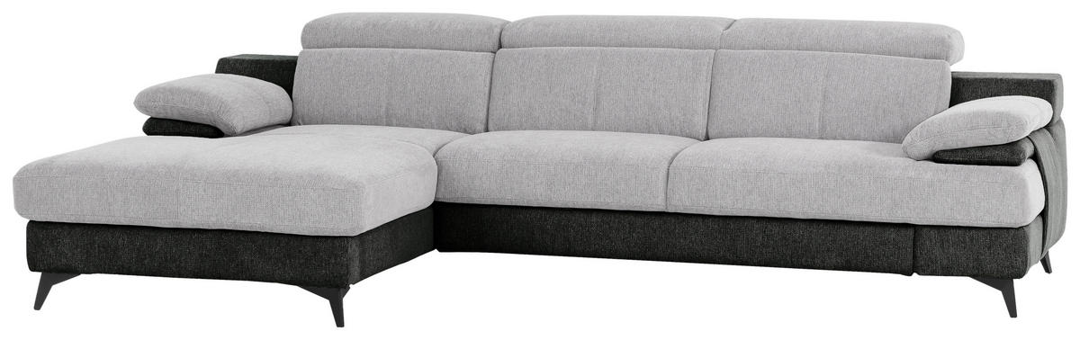 ECKSOFA in Chenille Graphitfarben, Silberfarben   - Silberfarben/Schwarz, Design, Textil/Metall (291/80-98/178cm) - Livetastic