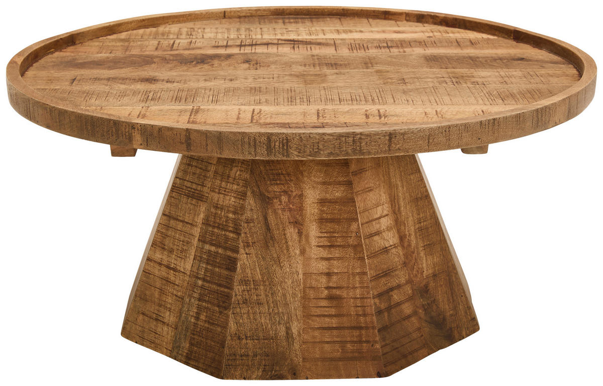 COUCHTISCH Mangoholz massiv 80/80/40 cm rund Naturfarben  - Naturfarben, Design, Holz (80/80/40cm) - Carryhome