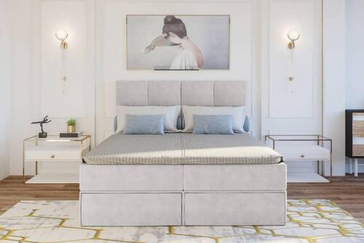 BOXBETT 140/200 cm  in Weiß  - Schwarz/Weiß, KONVENTIONELL, Kunststoff/Textil (140/200cm) - Boxxx