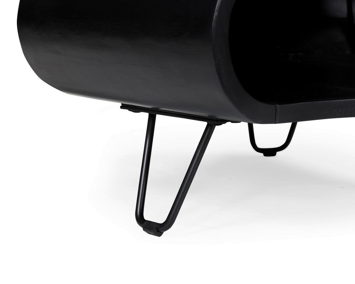 COUCHTISCH Akazie vollmassiv 95/95/39 cm dreieckig Schwarz  - Schwarz, Design, Holz/Metall (95/95/39cm) - Livetastic