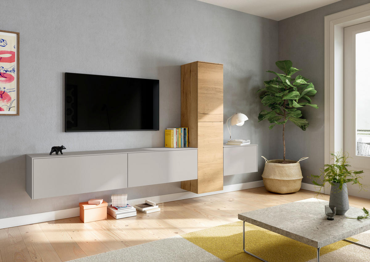 WOHNWAND  in Grau  282/160/37 cm  - Eichefarben/Grau, Design, Holzwerkstoff (282/160/37cm) - Celina Home