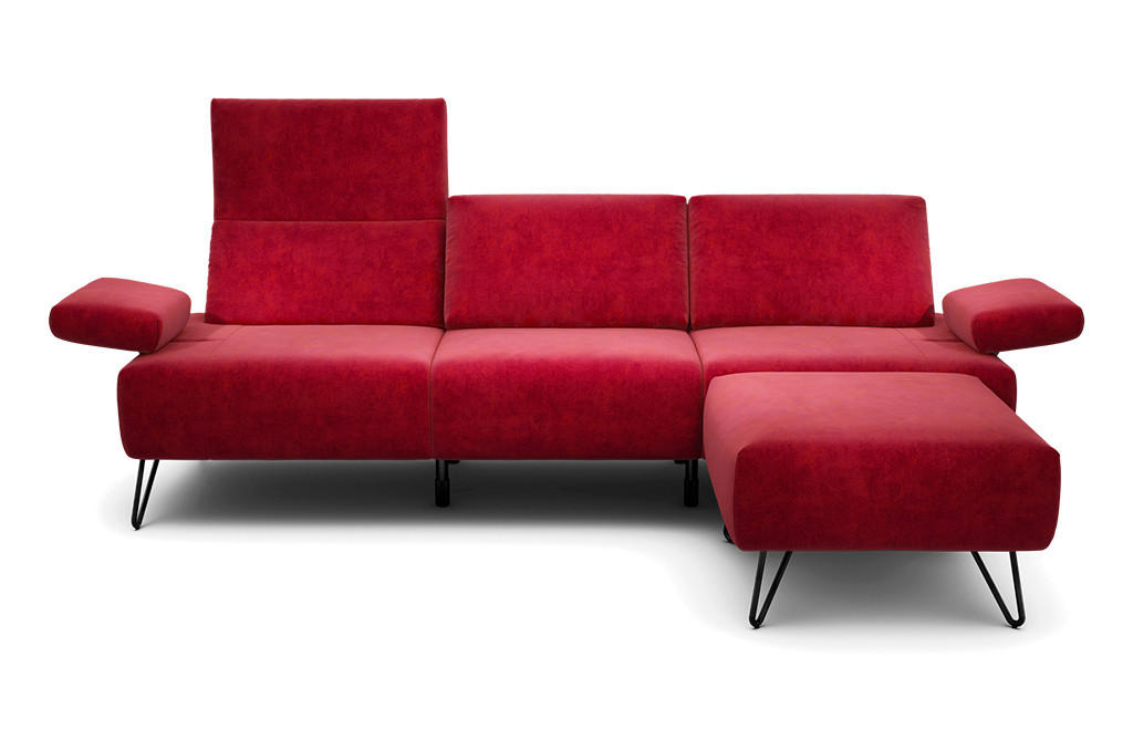 3-SITZER-SOFA Samt Rot  - Rot/Schwarz, Design, Textil/Metall (234-264/85/86-94cm) - SENSOO