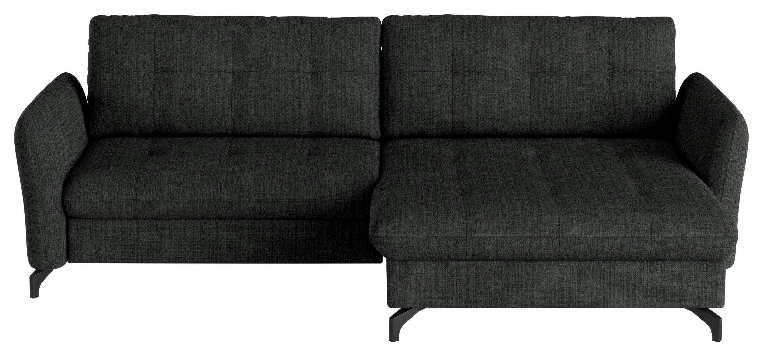 ECKSOFA in Flachgewebe, Leinenoptik Anthrazit  242/170 cm  - Anthrazit/Schwarz, Design, Textil/Metall (242/170cm) - Xora