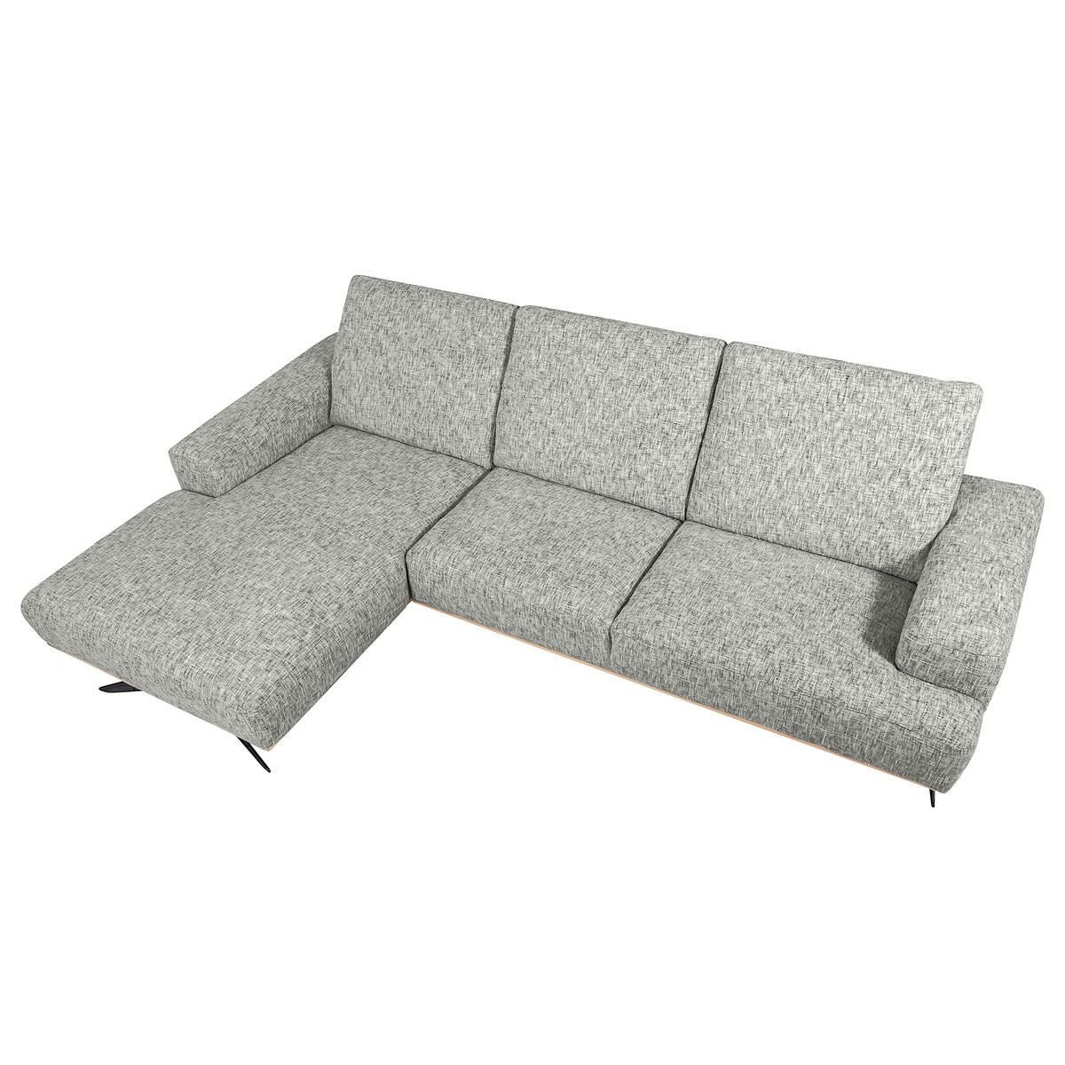 ECKSOFA PORTLAND in Struktur Grau Kopfteilverstellung  187/295 cm  - Schwarz/Grau, Design, Holz/Textil (187/295cm) - Livetastic