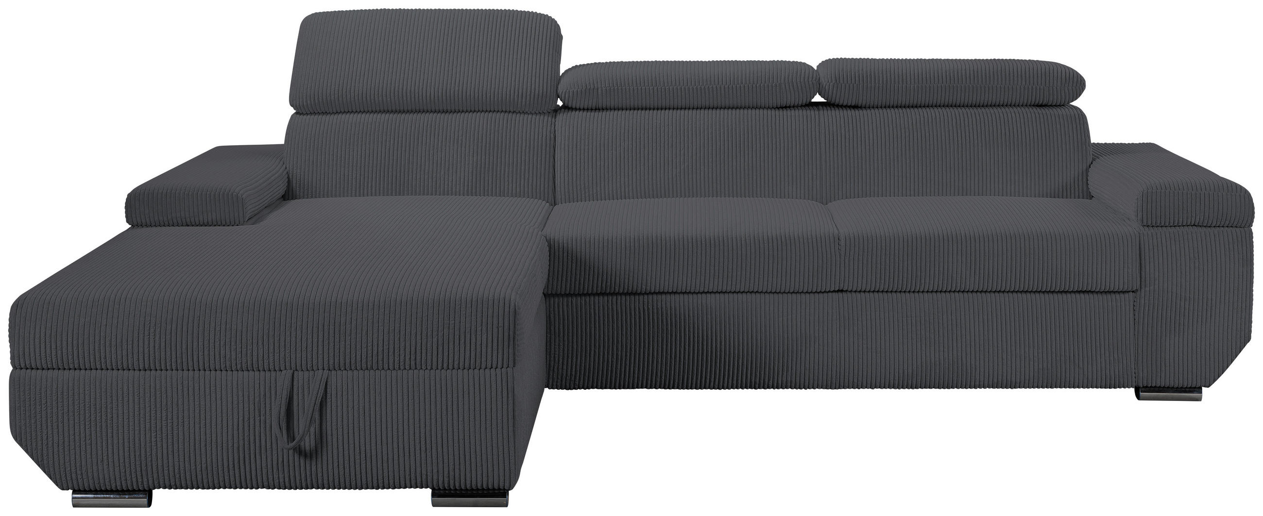 ECKSOFA LARS Anthrazit Cord  - Chromfarben/Anthrazit, Design, Kunststoff/Textil (189/268cm) - Livetastic