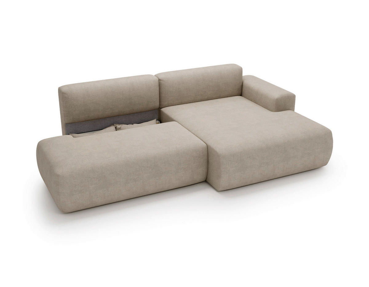 ECKSOFA REVE in Chenille Beige  284/160 cm  - Beige/Schwarz, Design, Kunststoff/Textil (284/160cm) - Livetastic