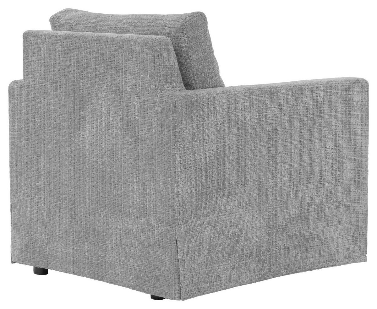 SESSEL in Chenille Hellgrau  - Hellgrau/Schwarz, Design, Kunststoff/Textil (84/89/95cm) - P & B