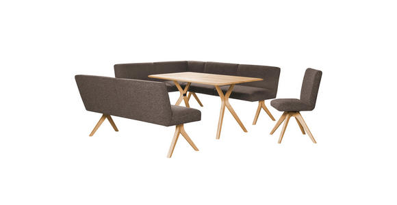 ECKBANK 172/218 cm Webstoff Braun Eiche vollmassiv   - Eichefarben/Braun, KONVENTIONELL, Holz/Textil (172/218cm) - Linea Natura