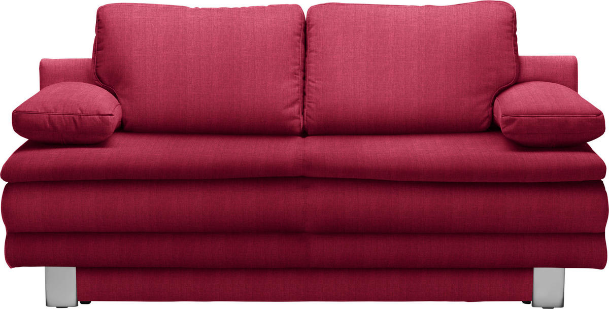 SCHLAFSOFA in Flachgewebe Rot  - Chromfarben/Rot, Design, Textil/Metall (194/96/86cm) - Novel