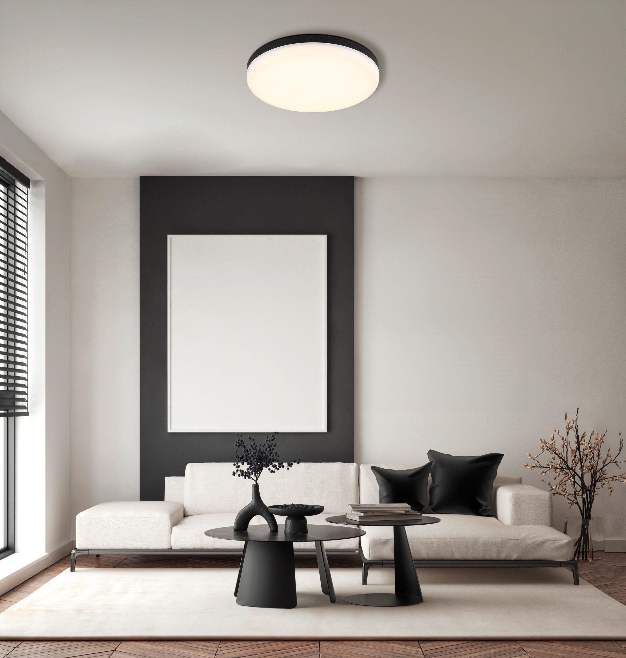 LED-DECKENLEUCHTE 30/5 cm   - Schwarz/Weiß, KONVENTIONELL, Kunststoff (30/5cm) - Globo