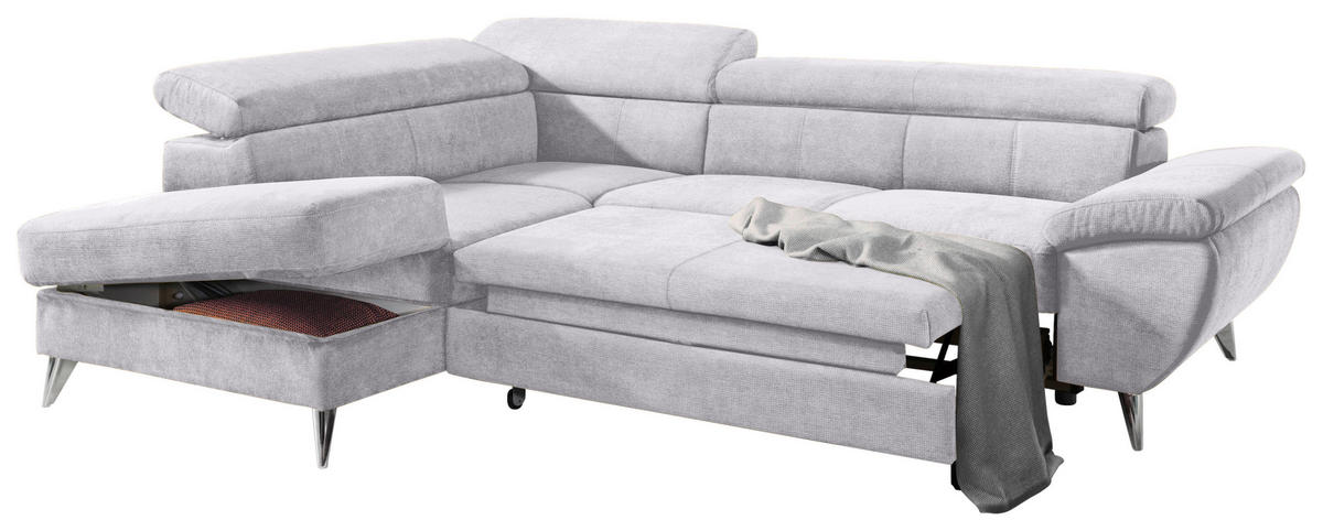 SEDACÍ SOUPRAVA, textil, šedá - šedá/barvy chromu, Basics, kov/textil (207/75-93/260cm) - Welnova