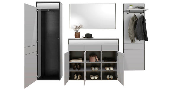 GARDEROBE 4-teilig  in 373/200/38 cm  - Beige/Schwarz, KONVENTIONELL, Holzwerkstoff (373/200/38cm) - Voleo