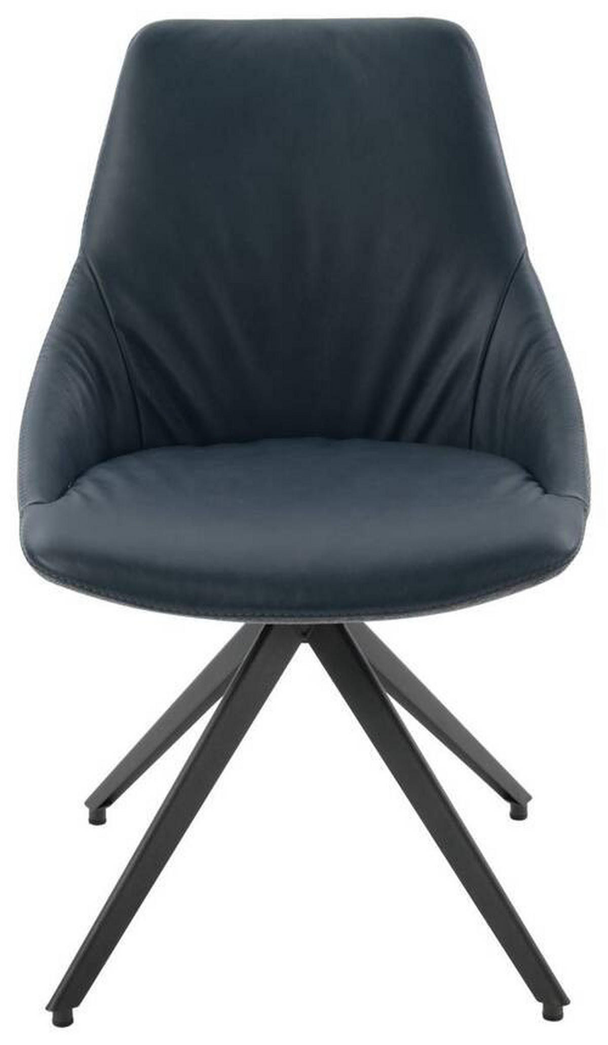 STUHL Struktur Echtleder Anthrazit, Blau, Grau  - Blau/Anthrazit, Design, Leder/Textil (55/87/62cm) - Bert Plantagie