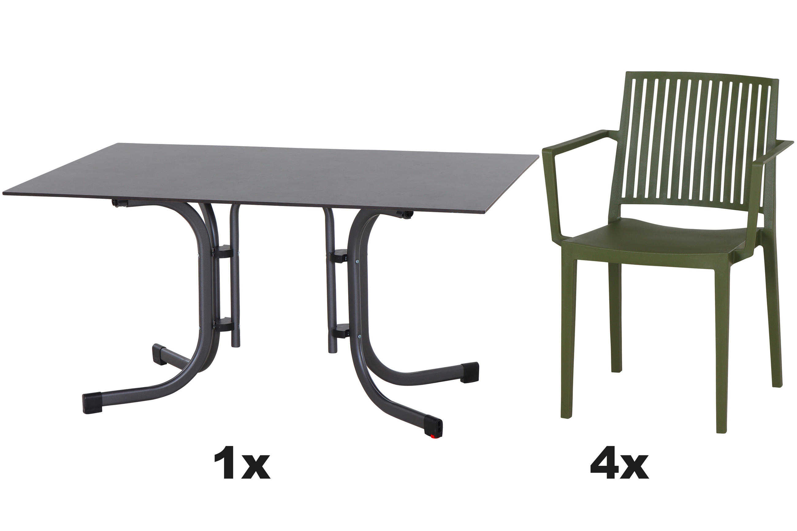 GARTENGARNITUR 5-teilig Stahl  - Anthrazit/Grün, Basics, Kunststoff/Metall (90/80/140cm) - Siena Garden