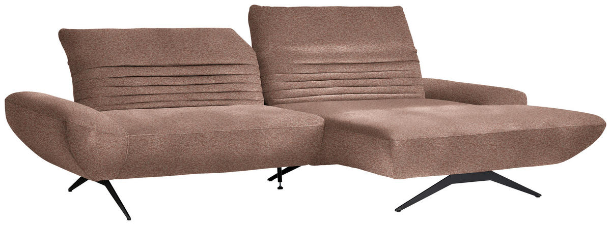 ECKSOFA  in Bouclé Altrosa  280/170-195 cm  - Schwarz/Altrosa, Design, Textil/Metall (280/170-195cm) - Dieter Knoll