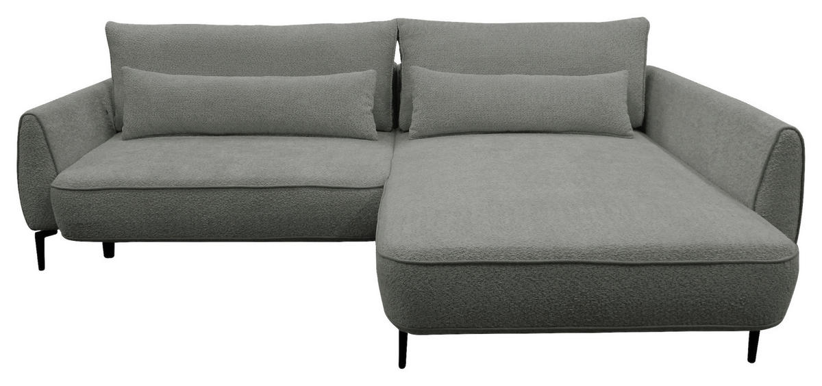 ECKSOFA in Bouclé Grau  - Creme/Schwarz, Design, Textil/Metall (273/204cm) - MID.YOU
