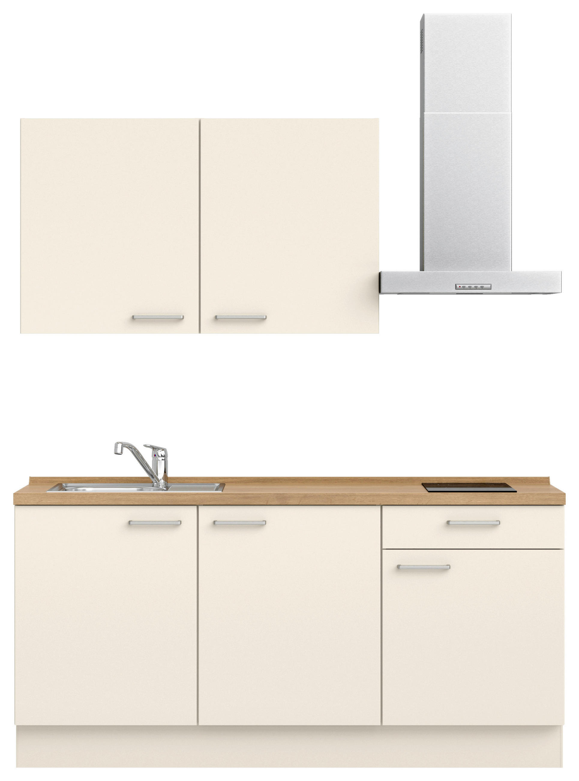 KÜCHENBLOCK 180 cm   in Eichefarben, Magnolie  - Edelstahlfarben/Eichefarben, MODERN, Holzwerkstoff/Metall (180cm) - Nobilia
