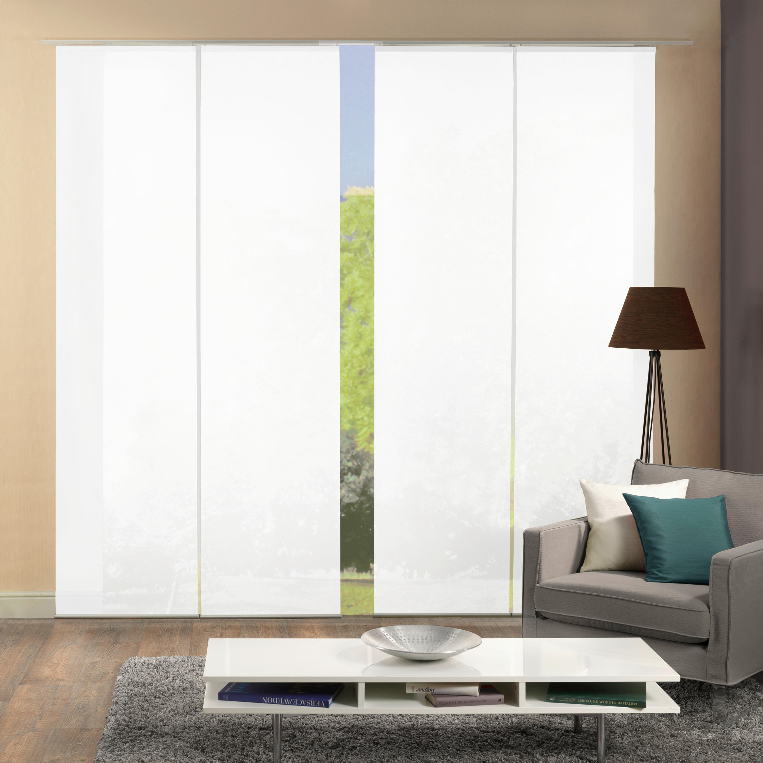 FLÄCHENVORHANG ROM, 4-TLG. in Weiß halbtransparent  - Weiß, MODERN, Textil (60/245cm)
