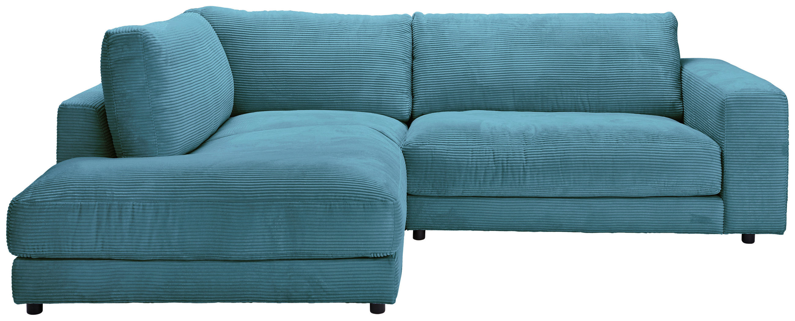 ECKSOFA in Cord Petrol  224/265 cm  - Petrol/Schwarz, Design, Kunststoff/Textil (224/265cm) - Hom`in