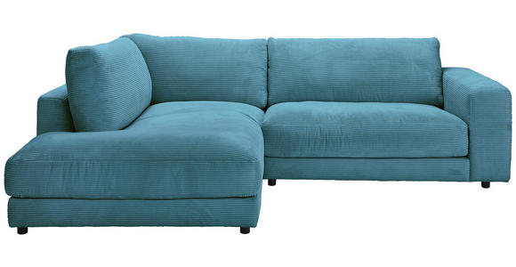 ECKSOFA in Cord Petrol  224/265 cm  - Petrol/Schwarz, Design, Kunststoff/Textil (224/265cm) - Hom`in