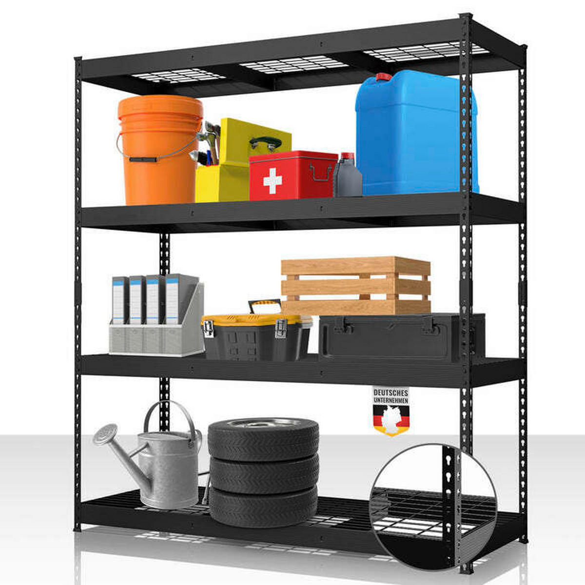 SCHWERLASTREGAL 160/180/60 cm  - Schwarz, Basics, Metall (160/180/60cm) - Floordirekt