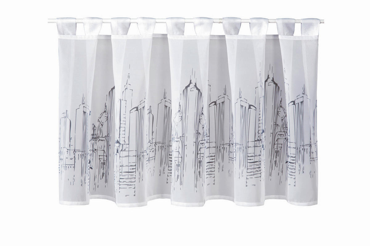 KURZGARDINE  150/50 cm  - Anthrazit/Weiß, Design, Textil (150/50cm)