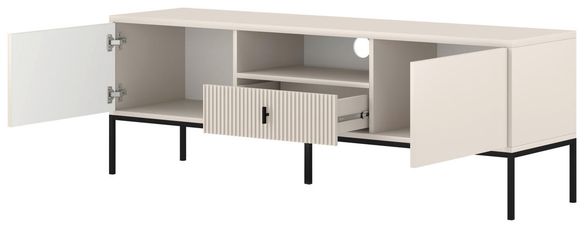 LOWBOARD Maggiore  in 154,5/52,4/39 cm  - Kaschmir/Schwarz, Design, Holzwerkstoff/Metall (154,5/52,4/39cm) - Boxxx