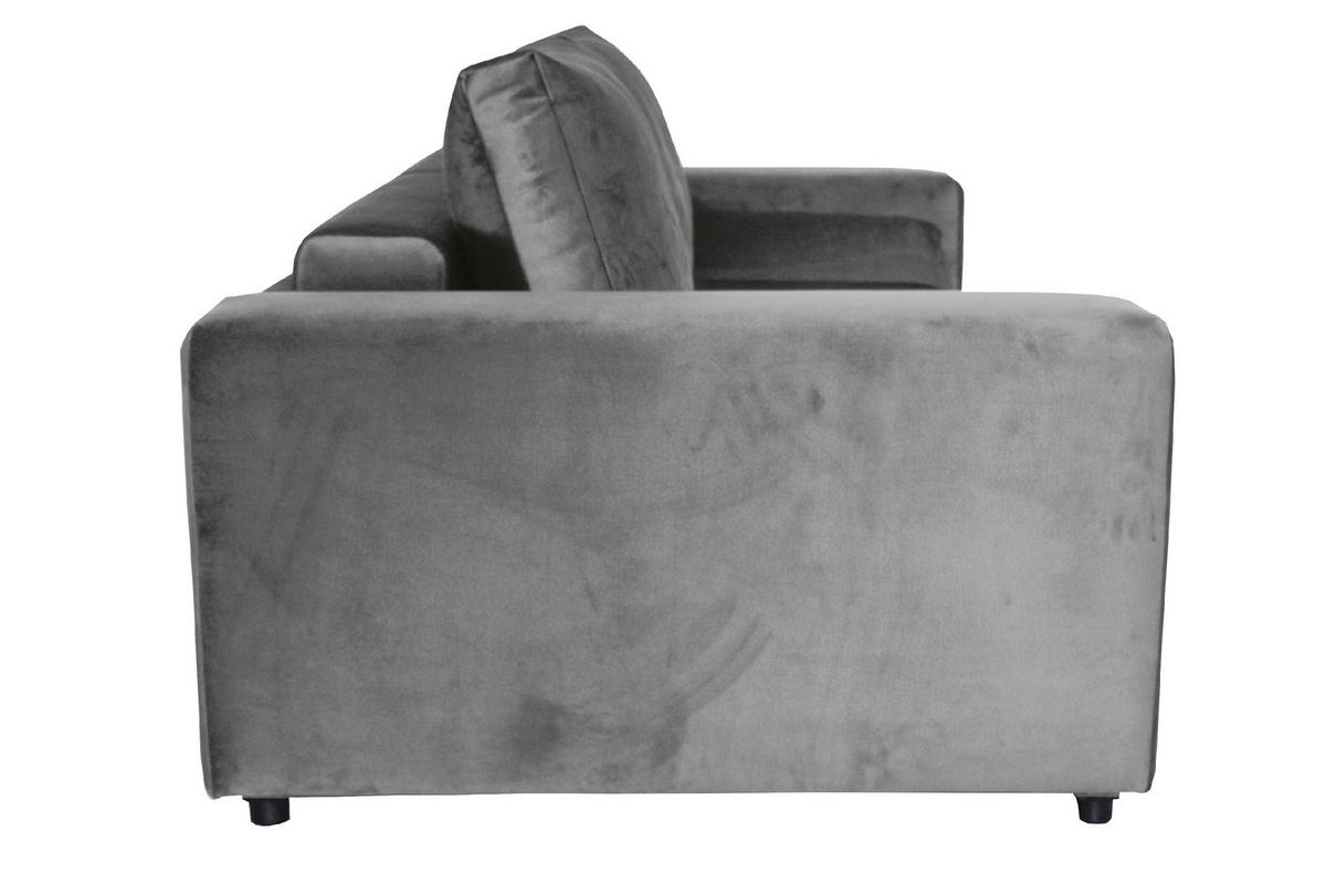 BIGSOFA in Velours Dunkelgrau  - Dunkelgrau/Schwarz, Design, Kunststoff/Textil (256/88/120cm) - home24