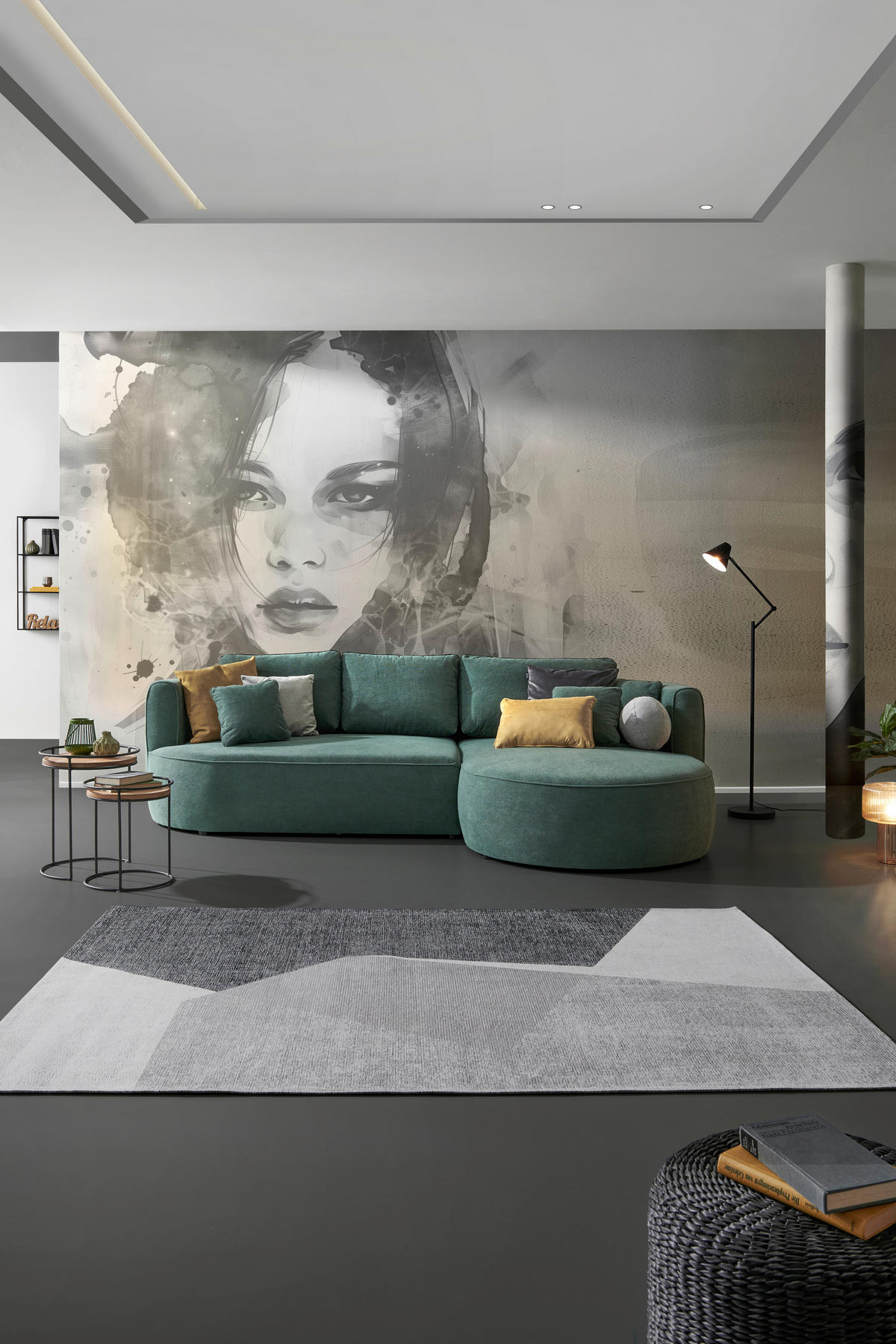 ECKSOFA in Webstoff Grün  - Schwarz/Grün, Modern, Kunststoff/Textil (284/183cm) - Welnova